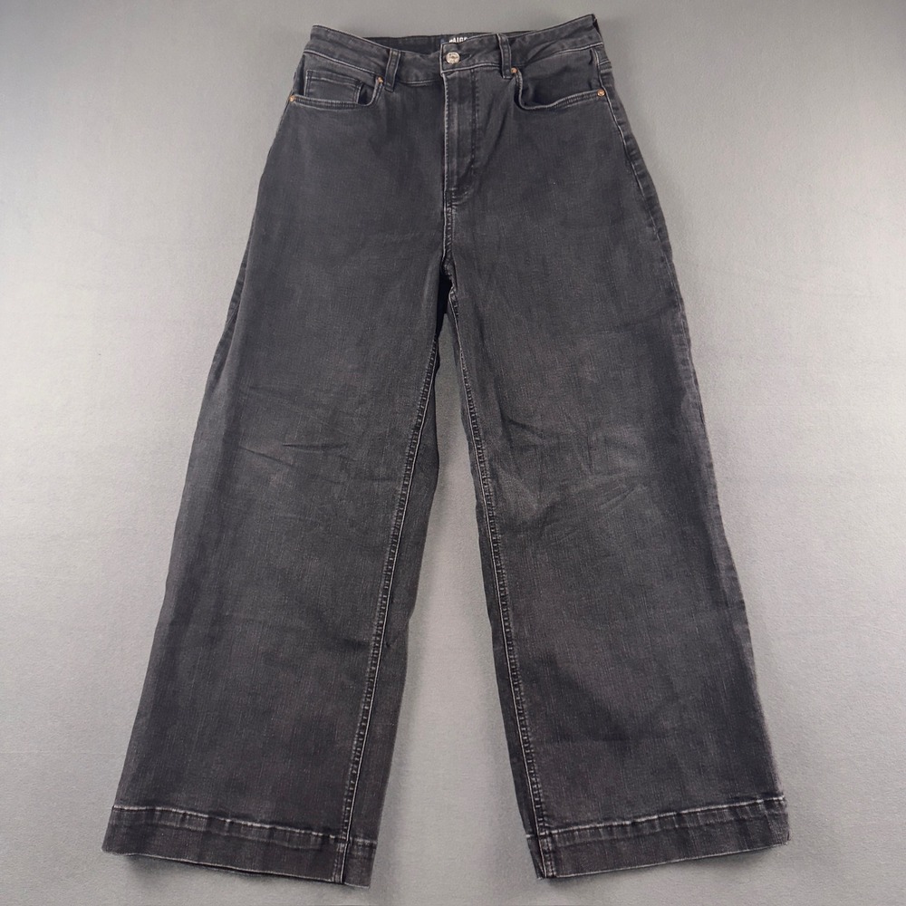 Paige Spotlight Wide Leg Jeans Dark Obsidian Black High Rise Denim 31